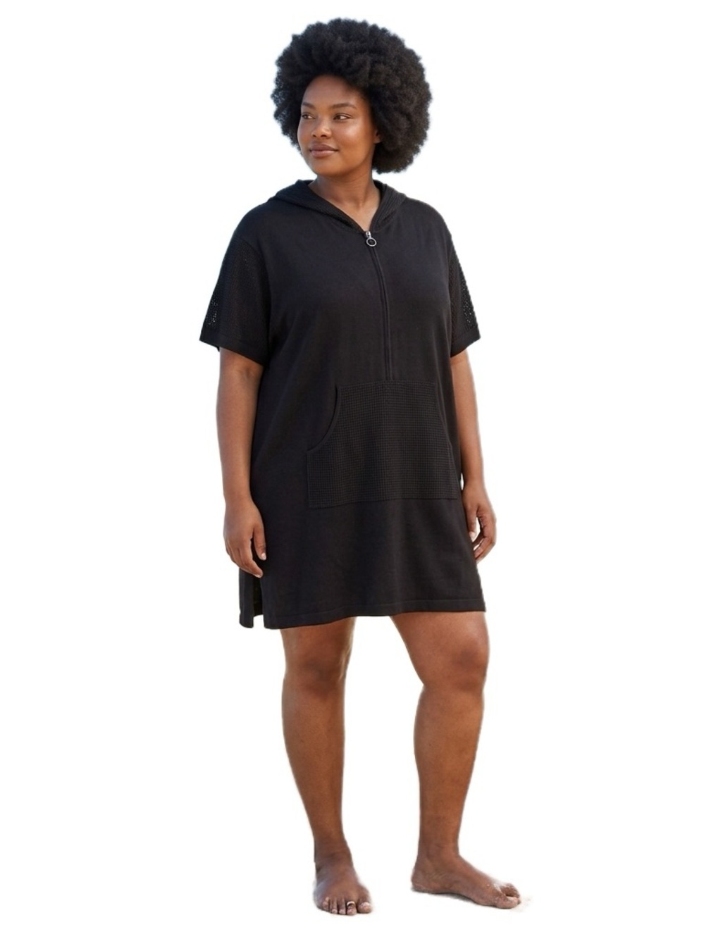 Venezia Sport Black Hooded Zipper Tunic